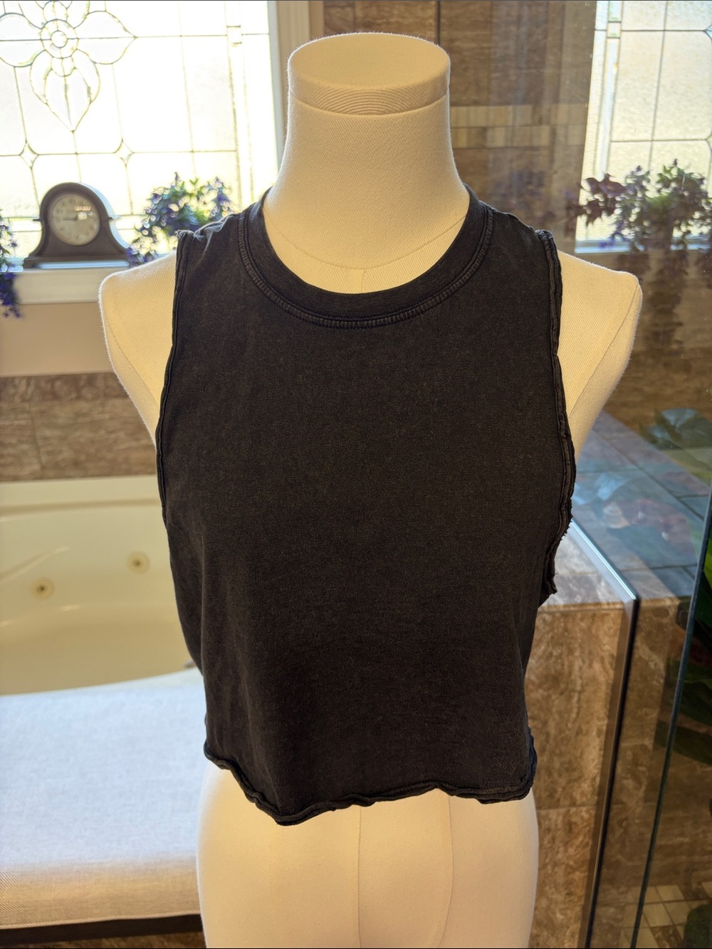 Garage Washed Black Crop Tank